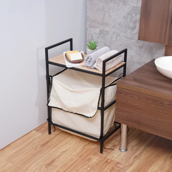 Wooden Stand With Fabric Bag Storage3